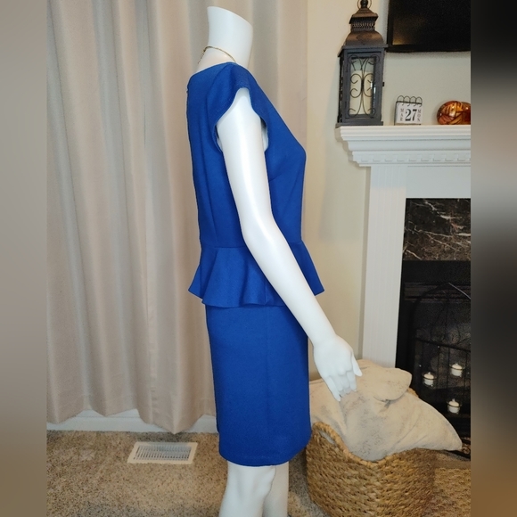 CENTRAL PARK WEST Newport Peplum Short Sleeve Dress in Sky S - Picture 4 of 8